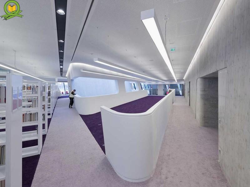طراحی داخلی ساختمان کتابخانه و مرکز آموزشی دانشگاه اقتصاد و بازرگانی وین اثر معماری زاها حدید